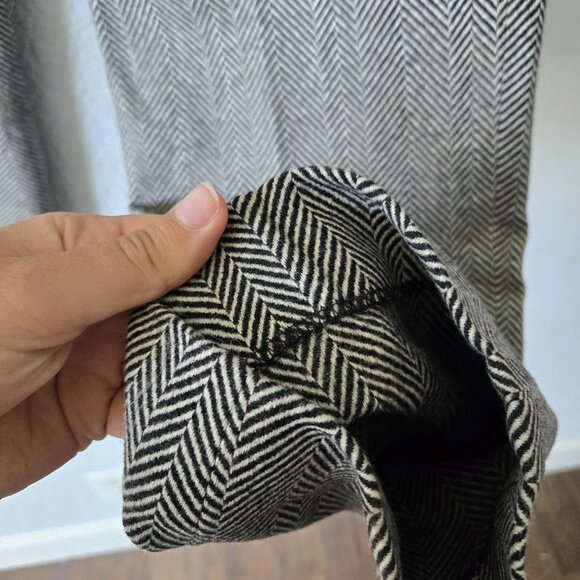 Laurèl 26 Wool Wide-Leg Pants Chevron Grey High Waist Trousers - Picture 7 of 9